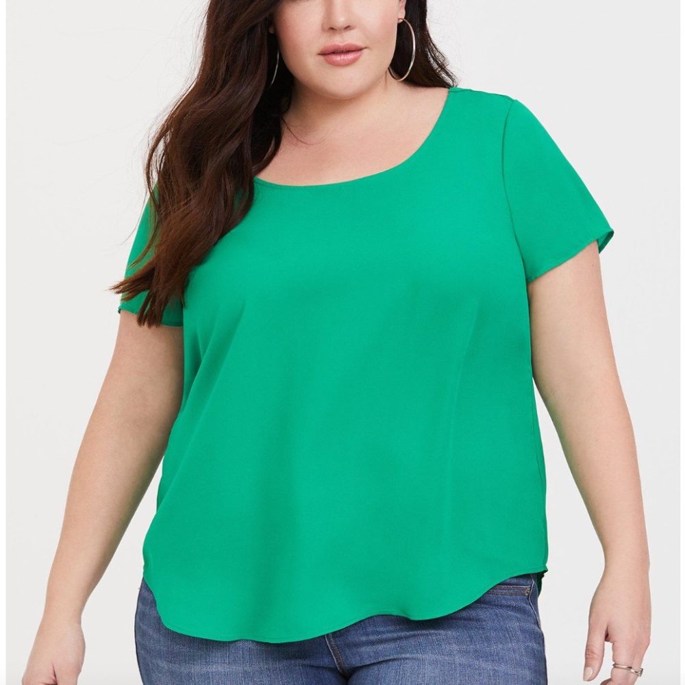 Torrid Abbey Georgette Cage Back Blouse Womens 3X Green